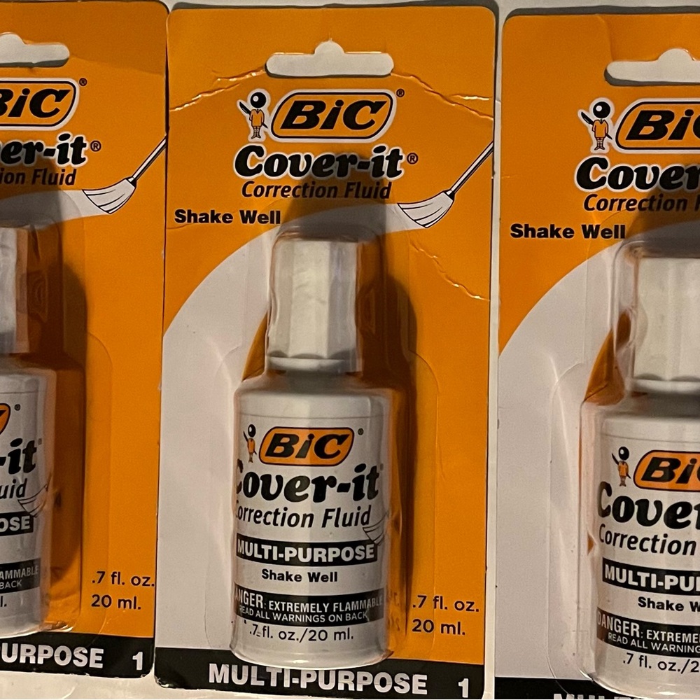 3 BIC Cover-it Correction Fluid - White